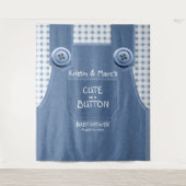 Niedlich als Button Blue Denim Baby Dusche Wandteppich (Vorderseite)