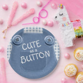 Niedlich als Button Denim Overalls Paper Plate Pappteller (Party)