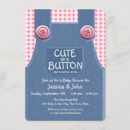 Niedlich als Button Denim und Pink Einladung