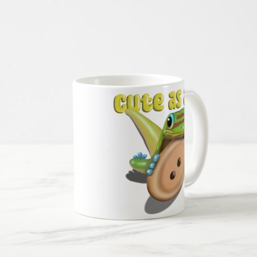 Niedlich als Button — GECKO Kaffeetasse (VorderseiteRechts)