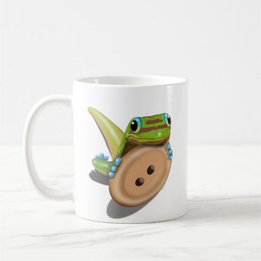 Niedlich als Button - GECKO ohne Text Kaffeetasse (Links)