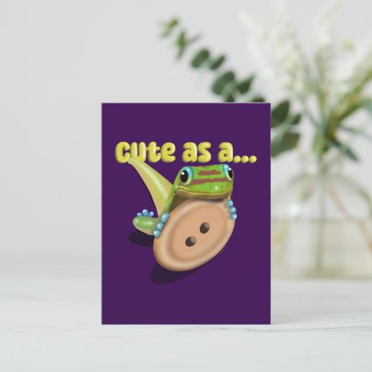 Niedlich als Button — GECKO Postkarte (Stehend Vorderseite)