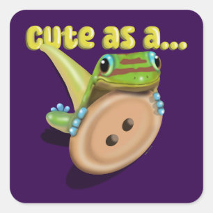 Niedlich als Button — GECKO Quadratischer Aufkleber