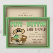 Niedlich als Button Green Baby Shower Einladung (Vorne/Hinten)