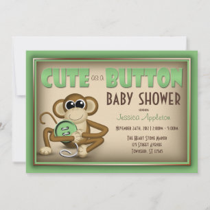 Niedlich als Button Green Baby Shower Einladung