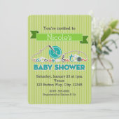 NIEDLICH als BUTTON Green Baby Shower Einladungen (Stehend Vorderseite)