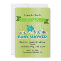 NIEDLICH als BUTTON Green Baby Shower Einladungen