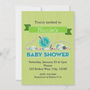 NIEDLICH als BUTTON Green Baby Shower Einladungen