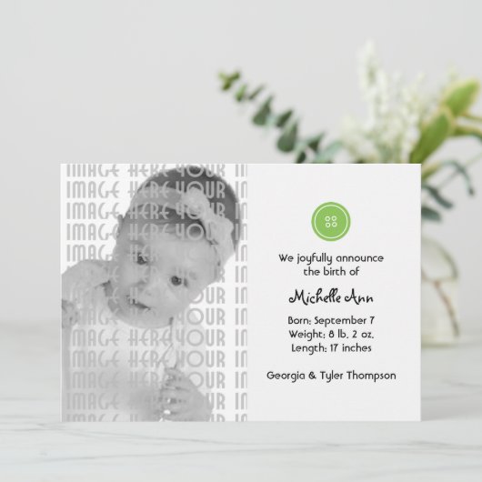 Niedlich als Button (grün) Ankündigung (Stehend Vorderseite)