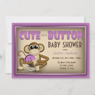 Niedlich als Button Lila Kinderdusche Einladung