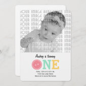 Niedlich als Button (rosa) Einladung (Vorne/Hinten)