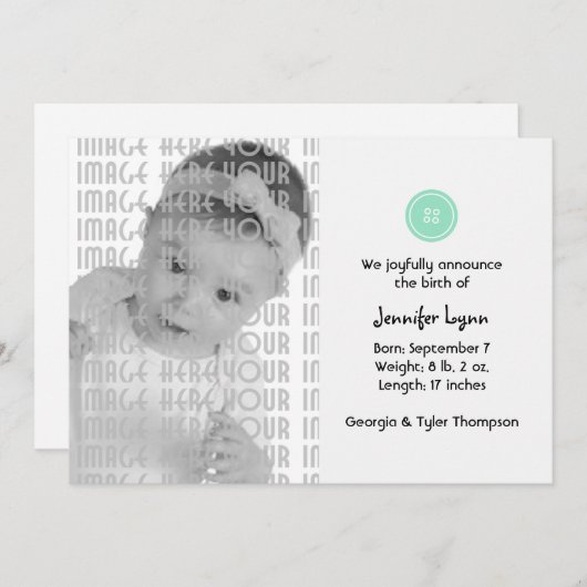 Niedlich als Button (Türkis) Ankündigung (Vorne/Hinten)