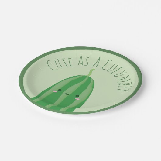 Niedlich als Gurke Funny Cutecumber Pappteller (Schrägansicht)