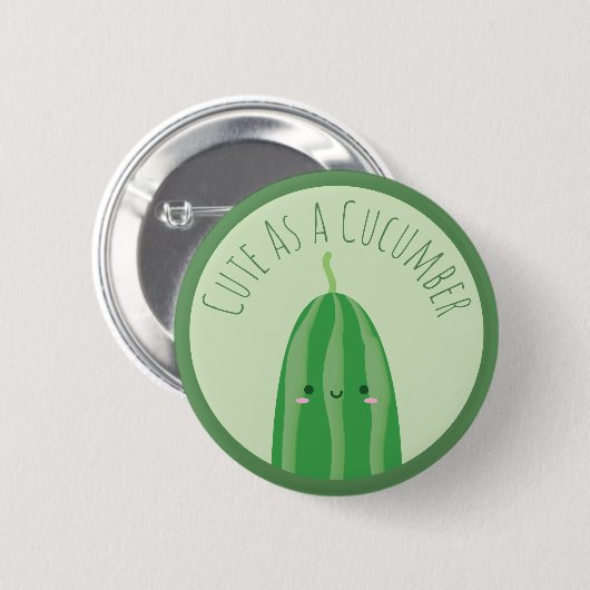 Niedlich als Gurke Funny Kawaii Cutecumber Button (Vorne & Hinten)