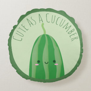Niedlich als Gurke Funny Kawaii Cutecumber Rundes Kissen
