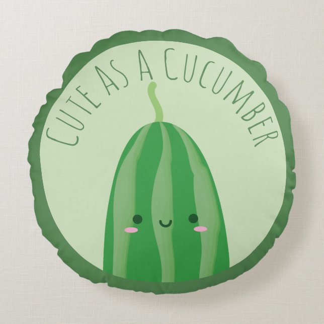 Niedlich als Gurke Funny Kawaii Cutecumber Rundes Kissen (Vorderseite)