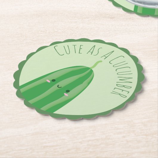 Niedlich als Gurke Funny Kawaii Cutecumber Untersetzer (angewinkelt)