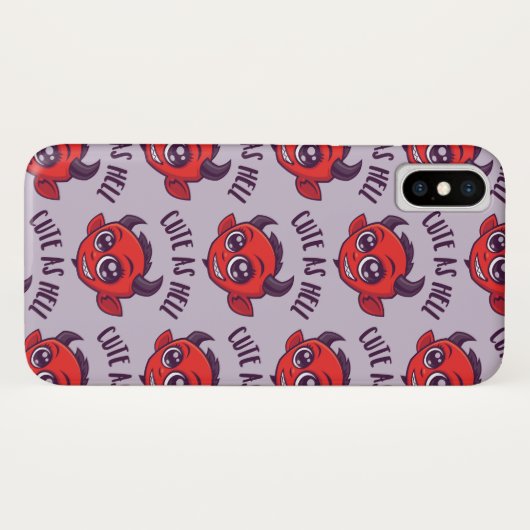 Niedlich als Hell Devil mit dunklem Text Case-Mate iPhone Hülle (Rückseite (Horizontal))