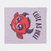 Niedlich als Hell Devil mit dunklem Text Fleecedecke (Vorderseite (Horizontal))