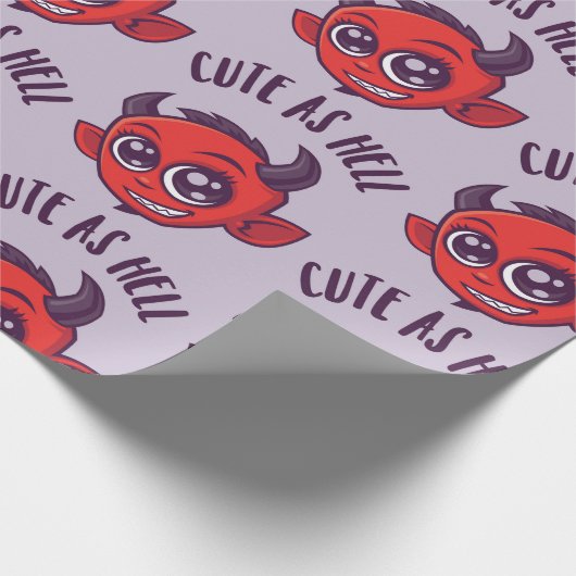 Niedlich als Hell Devil mit dunklem Text Geschenkpapier (Ecke)