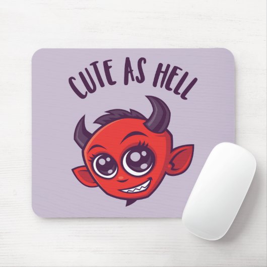 Niedlich als Hell Devil mit dunklem Text Mousepad (Mit Mouse)