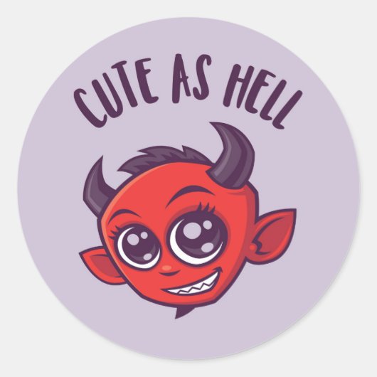 Niedlich als Hell Devil mit dunklem Text Runder Aufkleber (Vorderseite)