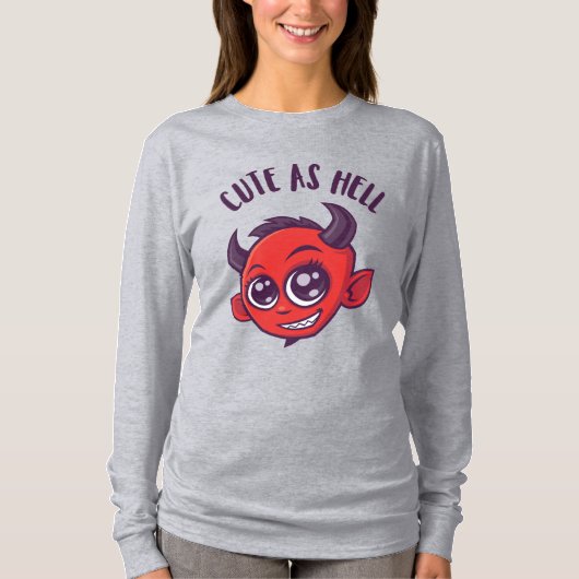 Niedlich als Hell Devil mit dunklem Text T-Shirt (Vorderseite)