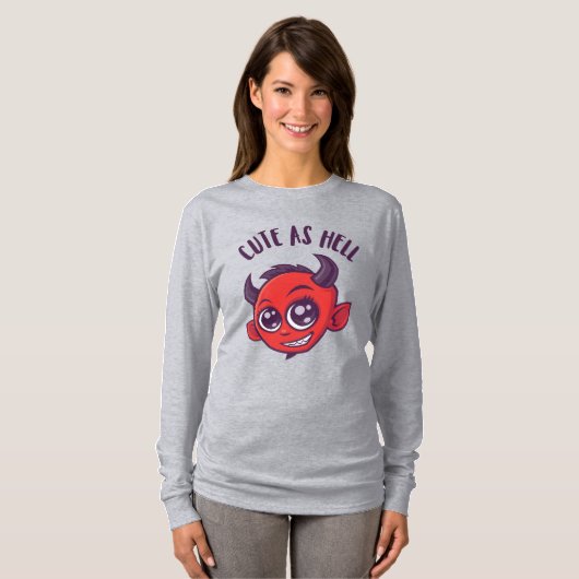 Niedlich als Hell Devil mit dunklem Text T-Shirt (Vorne ganz)