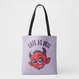 Niedlich als Hell Devil mit dunklem Text Tasche