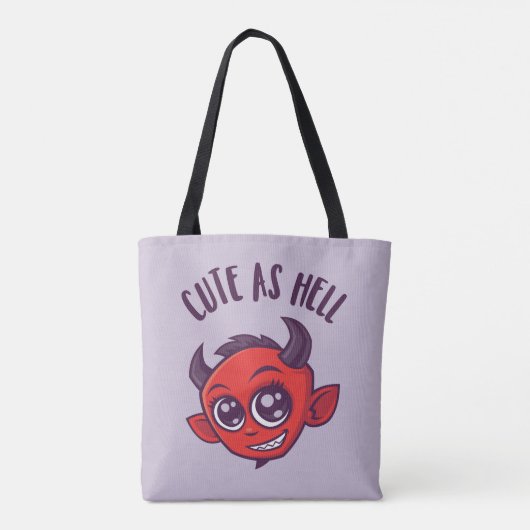 Niedlich als Hell Devil mit dunklem Text Tasche (Rückseite)