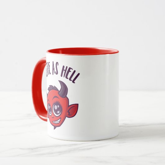 Niedlich als Hell Devil mit dunklem Text Tasse (Vorderseite Links)