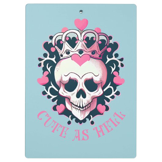 Niedlich als Hell Schädel mit Krone Klemmbrett (Rückseite)
