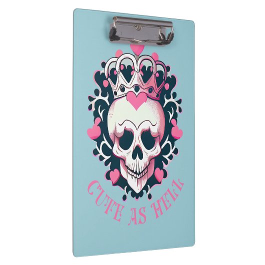 Niedlich als Hell Schädel mit Krone Klemmbrett (Rechts)