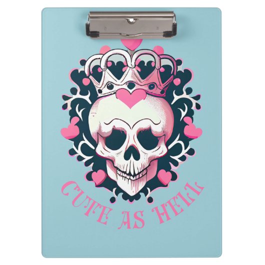 Niedlich als Hell Schädel mit Krone Klemmbrett (Vorderseite)