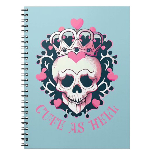 Niedlich als Hell Schädel mit Krone Notizblock (Vorderseite)