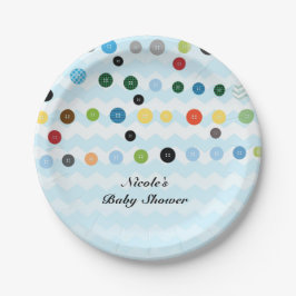 Niedlich als Knopf Blue Baby Dusche Party Pappteller