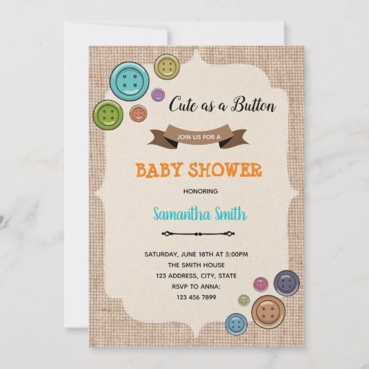 Niedlich als Party Einladung mit Schaltfläche (Vorderseite)