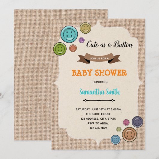 Niedlich als Party Einladung mit Schaltfläche (Vorne/Hinten)