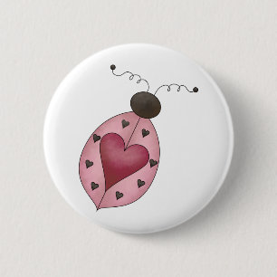 Niedlich als Wanze · Rosa Marienkäfer Button