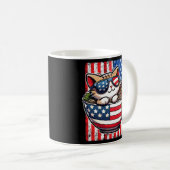 Niedlich America Cat Eating Ramen Kaffeetasse (VorderseiteRechts)