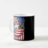 Niedlich America Cat Eating Ramen Kaffeetasse (Vorderseite Links)