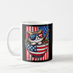 Niedlich America Cat Eating Ramen Kaffeetasse