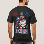 Niedlich America Cat Eating Ramen T-Shirt (Rückseite)