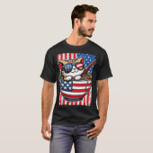 Niedlich America Cat Eating Ramen T-Shirt (Vorne ganz)