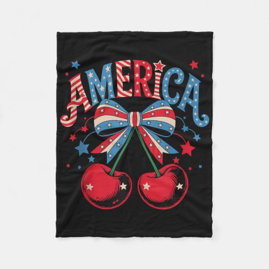 Niedlich America Cherries Coquette Bow Cherry 4. J Fleecedecke (Vorderseite)