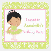 Niedlich American Ballerina "I went to" Quadratischer Aufkleber (Vorderseite)