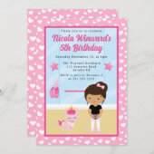 Niedlich-American-Ballerina-Kindergeburtstag Einladung (Vorne/Hinten)