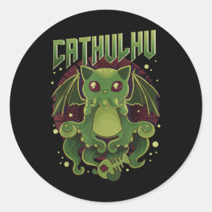 Niedlich & Funny Cathulhu Kawaii Cat Cthulhu Runder Aufkleber