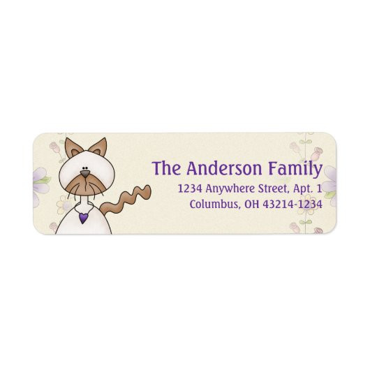 Niedlich Angel Antics White Brown Cat Address Labe (Vorne)