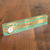 Niedlich angesagter Zickzack Zick-Zack-Imitat Gold Namensplakette (Seite)